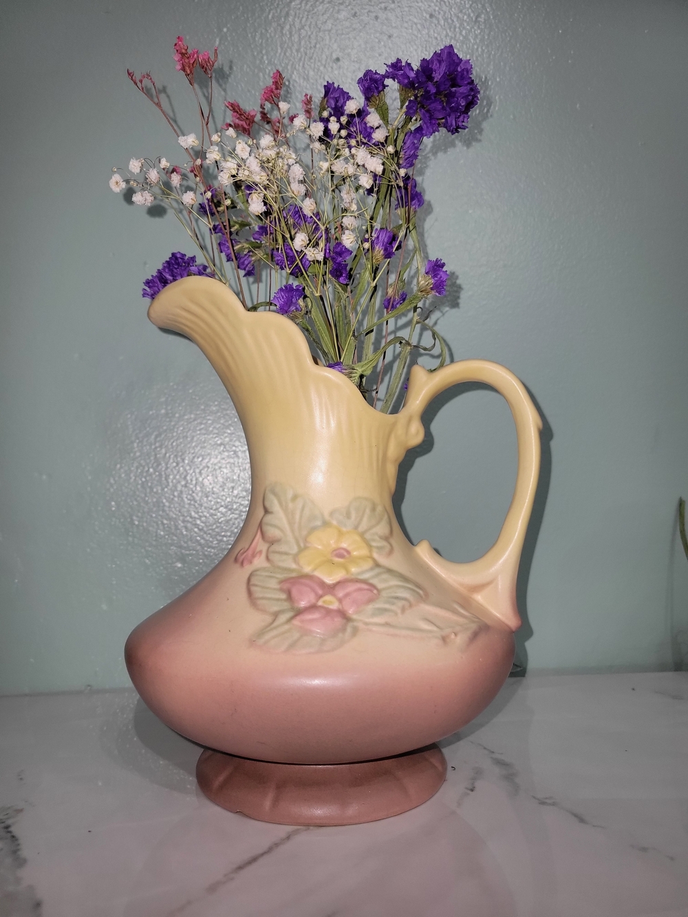 Hull Art Pottery Matte Pink Floral Vase Vintage USA